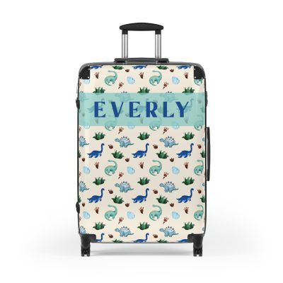 Dinosaur Custom Suitcase - Unleash your style with a personalized travel companion adorned with roaring dinosaurs.