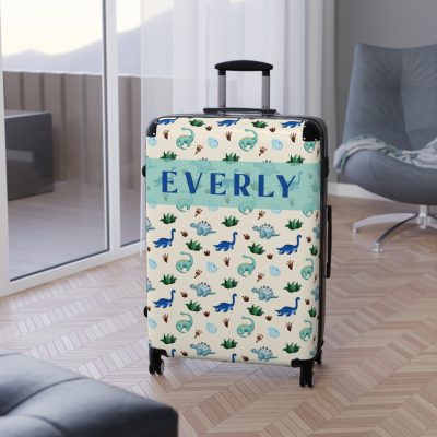 Dinosaur Custom Suitcase - Unleash your style with a personalized travel companion adorned with roaring dinosaurs.