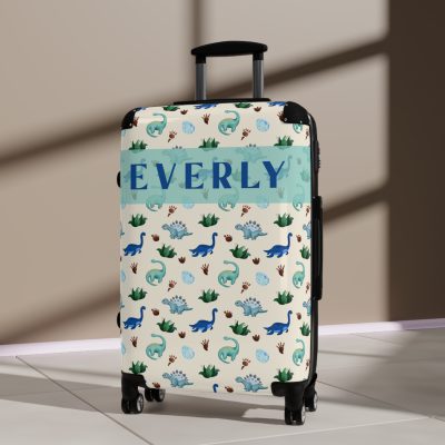 Dinosaur Custom Suitcase - Unleash your style with a personalized travel companion adorned with roaring dinosaurs.