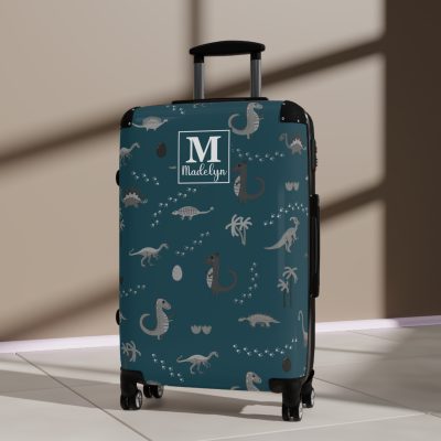 Dinosaur Custom Suitcase - Unleash your style with a personalized travel companion adorned with roaring dinosaurs.