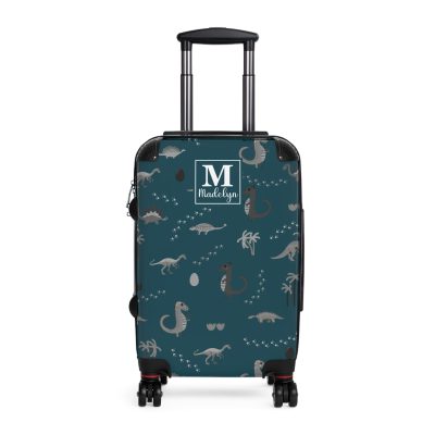 Dinosaur Custom Suitcase - Unleash your style with a personalized travel companion adorned with roaring dinosaurs.