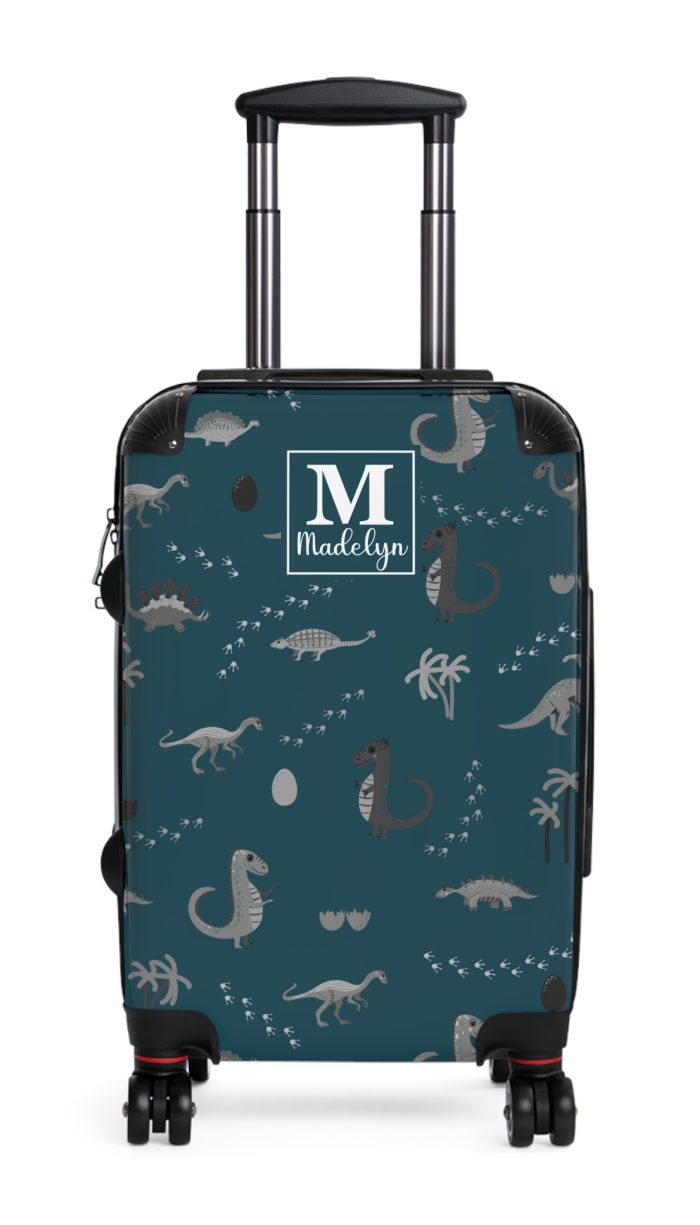 Dinosaur Custom Suitcase - Unleash your style with a personalized travel companion adorned with roaring dinosaurs.