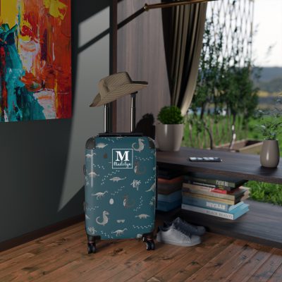 Dinosaur Custom Suitcase - Unleash your style with a personalized travel companion adorned with roaring dinosaurs.