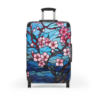 Stained Glass Flower Suitcase - A travel masterpiece adorned with vibrant, stained glass-inspired floral patterns for an artistic touch.