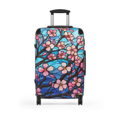 Stained Glass Flower Suitcase - A travel masterpiece adorned with vibrant, stained glass-inspired floral patterns for an artistic touch.