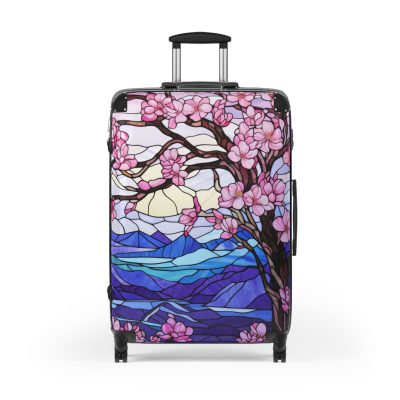 Stained Glass Flower Suitcase - A travel masterpiece adorned with vibrant, stained glass-inspired floral patterns for an artistic touch.