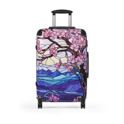 Stained Glass Flower Suitcase - A travel masterpiece adorned with vibrant, stained glass-inspired floral patterns for an artistic touch.