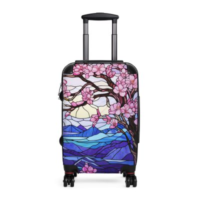 Stained Glass Flower Suitcase - A travel masterpiece adorned with vibrant, stained glass-inspired floral patterns for an artistic touch.