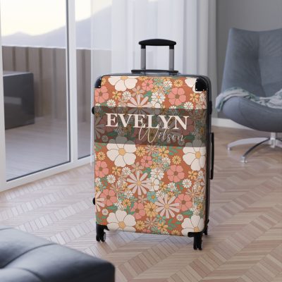 Custom Boho Floral Suitcase - Personalized travel elegance with unique Boho floral patterns.