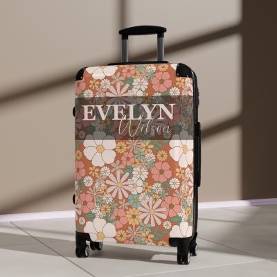 Custom Boho Floral Suitcase - Personalized travel elegance with unique Boho floral patterns.