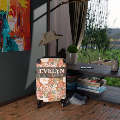 Custom Boho Floral Suitcase - Personalized travel elegance with unique Boho floral patterns.