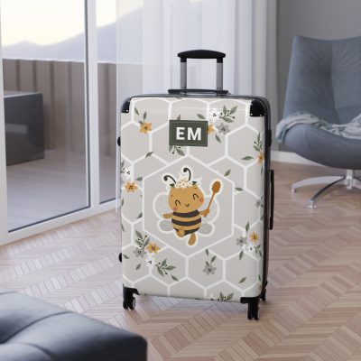 Custom Bee Suitcase - A personalized suitcase adorned with a bee-themed design, perfect for travelers who want to make a buzz with their luggage.