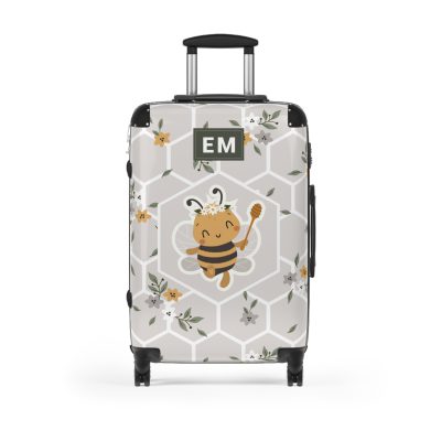 Custom Bee Suitcase - A personalized suitcase adorned with a bee-themed design, perfect for travelers who want to make a buzz with their luggage.