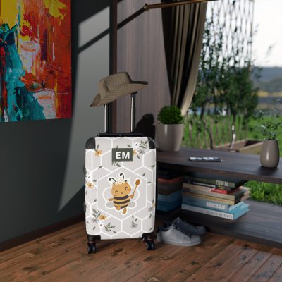 Custom Bee Suitcase - A personalized suitcase adorned with a bee-themed design, perfect for travelers who want to make a buzz with their luggage.