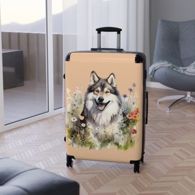 Elegant Alaskan Malamute suitcase, a stylish and enduring travel companion. Crafted with Alaskan Malamute designs, it's the perfect luggage for dog lovers on the go.