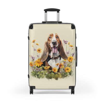 Stylish Basset Hound suitcase, a durable and elegant travel companion. Crafted with Basset Hound designs, it's the perfect luggage for hound enthusiasts on the go.