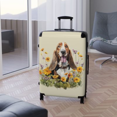 Stylish Basset Hound suitcase, a durable and elegant travel companion. Crafted with Basset Hound designs, it's the perfect luggage for hound enthusiasts on the go.