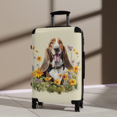 Stylish Basset Hound suitcase, a durable and elegant travel companion. Crafted with Basset Hound designs, it's the perfect luggage for hound enthusiasts on the go.