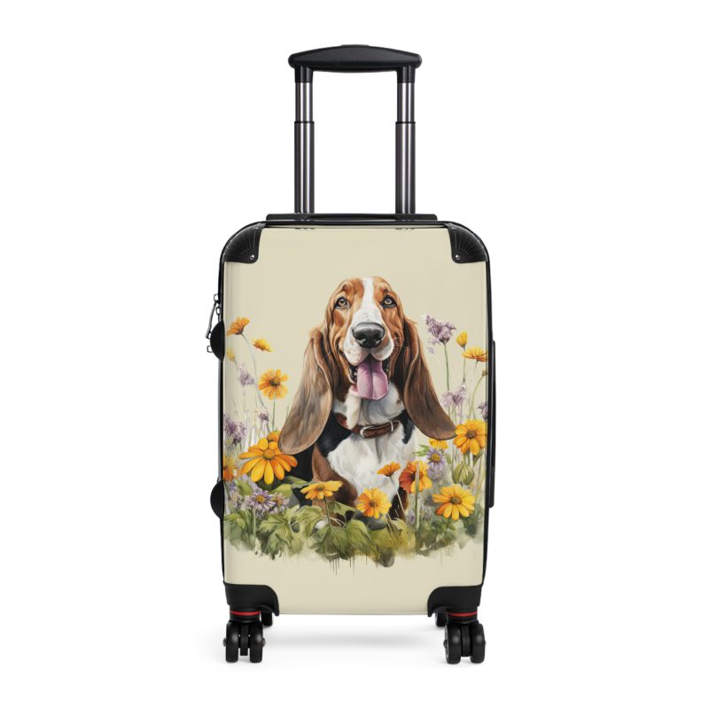 Stylish Basset Hound suitcase, a durable and elegant travel companion. Crafted with Basset Hound designs, it's the perfect luggage for hound enthusiasts on the go.