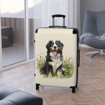 Alpine Bernese Mountain suitcase, a durable and charming travel companion. Crafted with Bernese Mountain designs, it's the perfect luggage for mountain enthusiasts on the go.