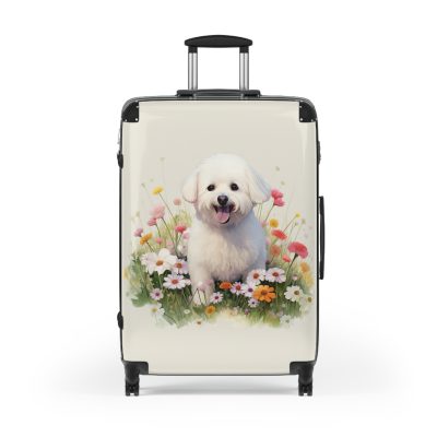 Fluffy Bichon Frise suitcase, a durable and charming travel companion. Crafted with Bichon Frise designs, it's the perfect luggage for Bichon Frise enthusiasts on the go.