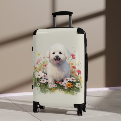 Fluffy Bichon Frise suitcase, a durable and charming travel companion. Crafted with Bichon Frise designs, it's the perfect luggage for Bichon Frise enthusiasts on the go.