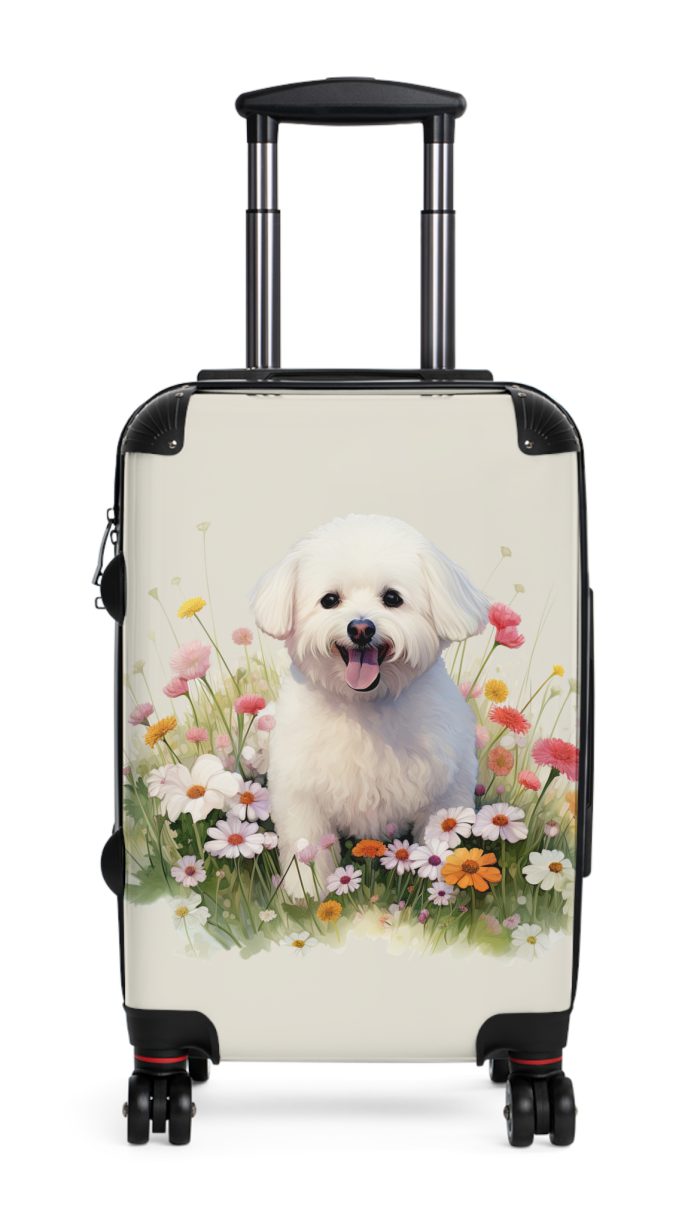 Fluffy Bichon Frise suitcase, a durable and charming travel companion. Crafted with Bichon Frise designs, it's the perfect luggage for Bichon Frise enthusiasts on the go.