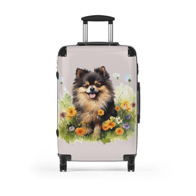 Chic Black Tan Pomeranian suitcase, a durable and fashionable travel companion. Crafted with Black Tan Pomeranian designs, it's the perfect luggage for Pomeranian enthusiasts on the go.