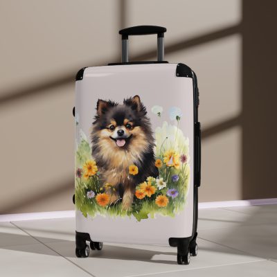 Chic Black Tan Pomeranian suitcase, a durable and fashionable travel companion. Crafted with Black Tan Pomeranian designs, it's the perfect luggage for Pomeranian enthusiasts on the go.