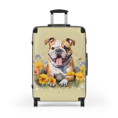 Charming Bulldog suitcase, a durable and delightful travel companion. Crafted with Bulldog designs, it's the perfect luggage for Bulldog enthusiasts on the go.