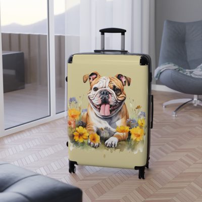 Charming Bulldog suitcase, a durable and delightful travel companion. Crafted with Bulldog designs, it's the perfect luggage for Bulldog enthusiasts on the go.