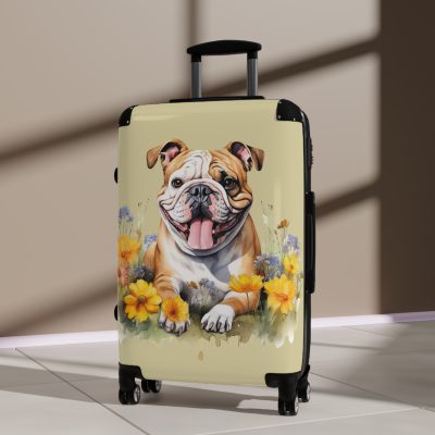 Charming Bulldog suitcase, a durable and delightful travel companion. Crafted with Bulldog designs, it's the perfect luggage for Bulldog enthusiasts on the go.