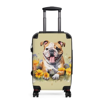 Charming Bulldog suitcase, a durable and delightful travel companion. Crafted with Bulldog designs, it's the perfect luggage for Bulldog enthusiasts on the go.