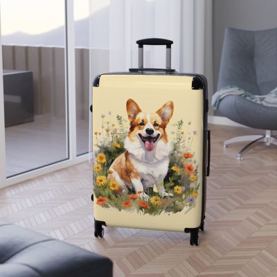 Whimsical Corgi suitcase, a durable and delightful travel companion. Crafted with Corgi designs, it's perfect for enthusiasts on the go.