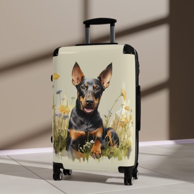 Powerful Doberman suitcase, a durable and elegant travel companion. Crafted with Doberman designs, it's perfect for enthusiasts on the go.