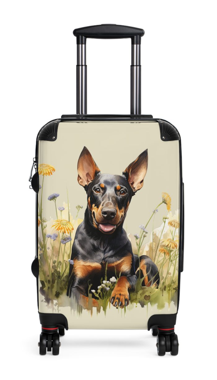 Powerful Doberman suitcase, a durable and elegant travel companion. Crafted with Doberman designs, it's perfect for enthusiasts on the go.