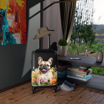 Stylish French Bulldog suitcase, a durable and fashionable travel companion. Crafted with French Bulldog designs, it's perfect for enthusiasts on the go.