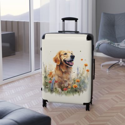 Joyful Golden Retriever suitcase, a durable and delightful travel companion. Crafted with Golden Retriever designs, it's perfect for enthusiasts on the go.