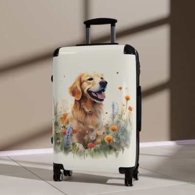 Joyful Golden Retriever suitcase, a durable and delightful travel companion. Crafted with Golden Retriever designs, it's perfect for enthusiasts on the go.