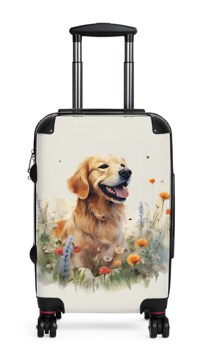 Joyful Golden Retriever suitcase, a durable and delightful travel companion. Crafted with Golden Retriever designs, it's perfect for enthusiasts on the go.