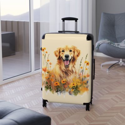 Joyful Golden Retriever suitcase, a durable and delightful travel companion. Crafted with Golden Retriever designs, it's perfect for enthusiasts on the go.