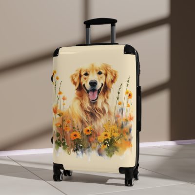 Joyful Golden Retriever suitcase, a durable and delightful travel companion. Crafted with Golden Retriever designs, it's perfect for enthusiasts on the go.