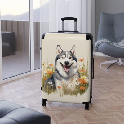 Arctic Husky suitcase, a durable and charming travel companion. Crafted with Husky designs, it's perfect for enthusiasts on the go.