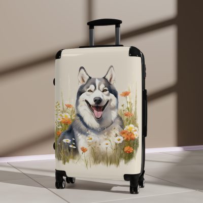 Arctic Husky suitcase, a durable and charming travel companion. Crafted with Husky designs, it's perfect for enthusiasts on the go.