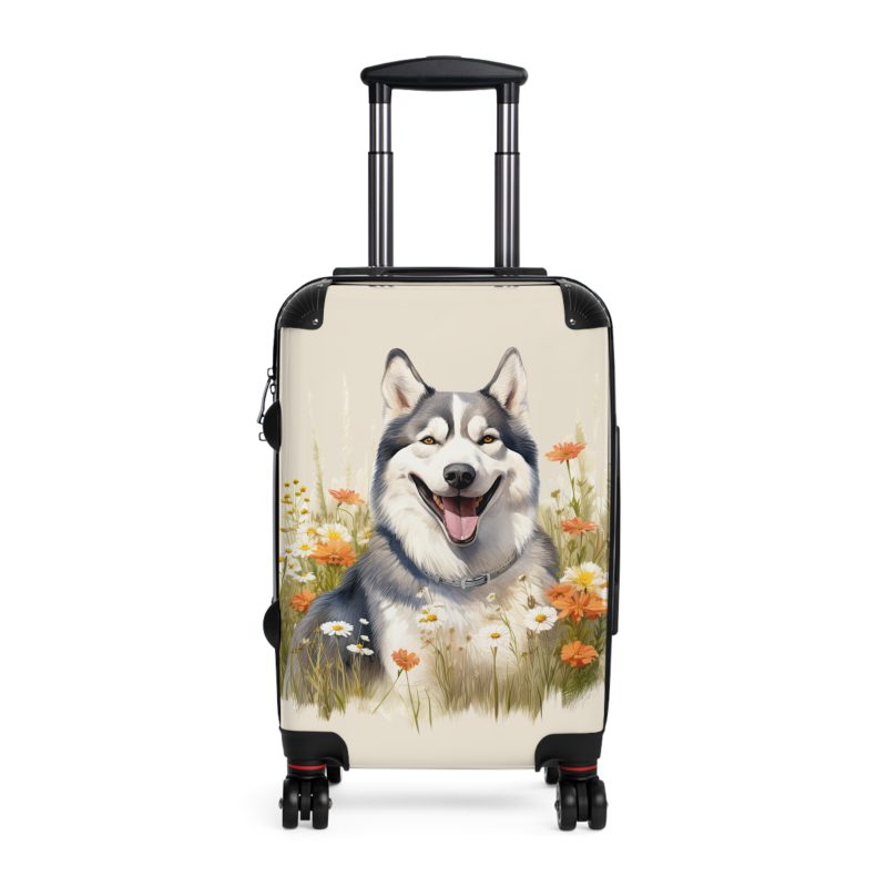 Arctic Husky suitcase, a durable and charming travel companion. Crafted with Husky designs, it's perfect for enthusiasts on the go.