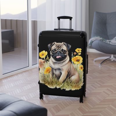 Charming Pug suitcase, a durable and delightful travel companion. Crafted with Pug designs, it's perfect for enthusiasts on the go.