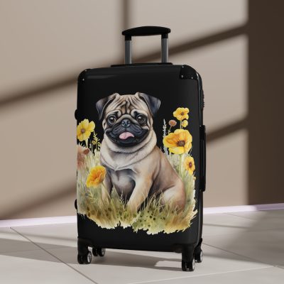 Charming Pug suitcase, a durable and delightful travel companion. Crafted with Pug designs, it's perfect for enthusiasts on the go.