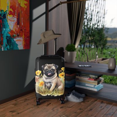 Charming Pug suitcase, a durable and delightful travel companion. Crafted with Pug designs, it's perfect for enthusiasts on the go.