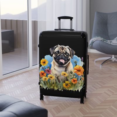 Charming Pug suitcase, a durable and delightful travel companion. Crafted with Pug designs, it's perfect for enthusiasts on the go.