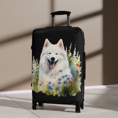 Arctic Samoyed suitcase, a durable and charming travel companion. Crafted with Samoyed designs, it's perfect for enthusiasts on the go.